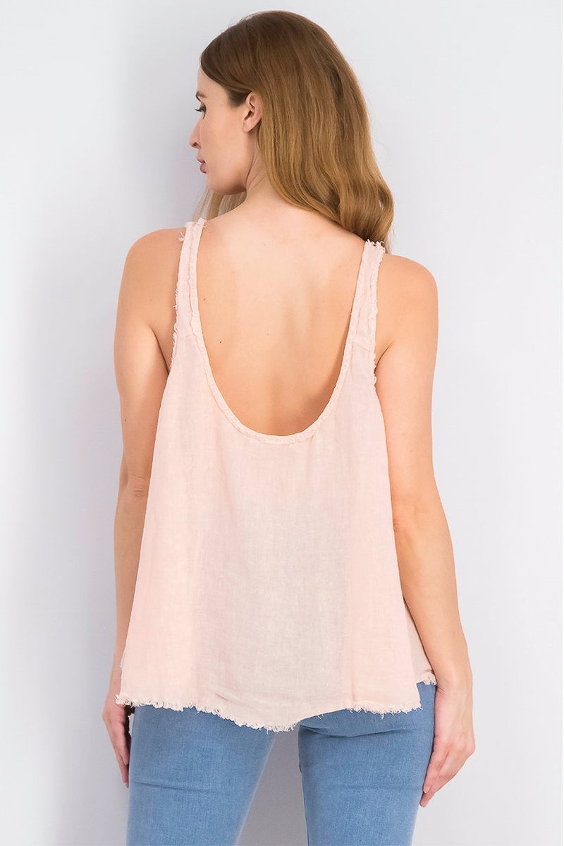 MANGO Women Sleeveless Oversize Ramie Blend Top, Pastel Pink - Image 2